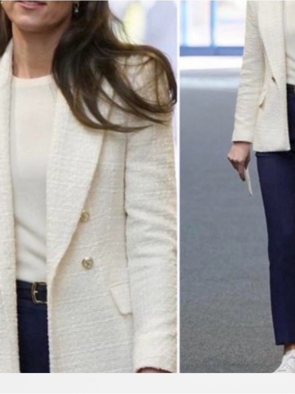 Fashion Nova Cream Tweed Blazer with Gold Threading